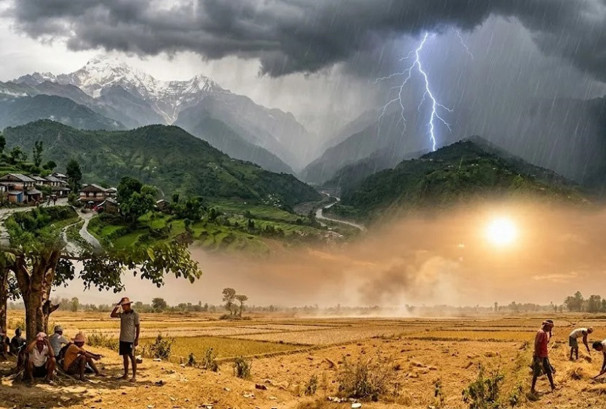 काठमाडौंसहित देशभर मौसम बद्लियो, चट्याङ र हुरीको जोखिम