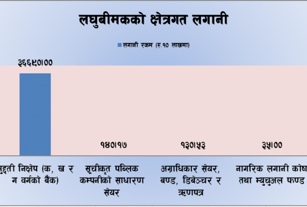 लघुबीमा कम्पनीहरुको चार क्षेत्रमा मात्रै लगानी, मुद्दती निक्षेपमा ९९.१७% रकम