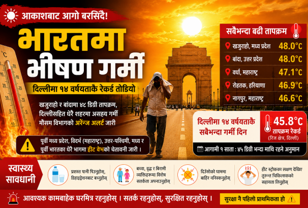 आकाशबाट आगो झरेजस्तै, भारतका शहरहरू तन्दुरझैँ तातिए !