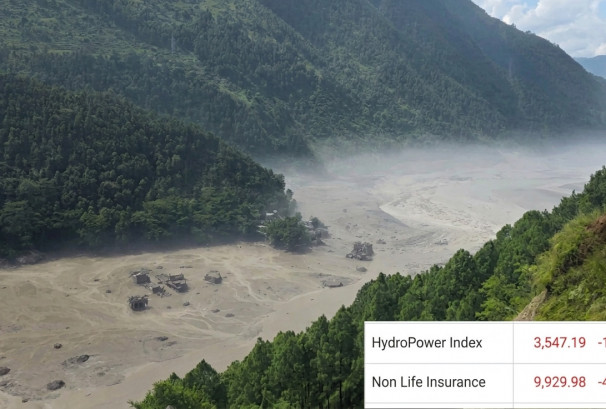 रसुवागढी बाढीको असर नेप्सेमा, हाइड्रो र निर्जीवन बीमा समूहमा पहिरो