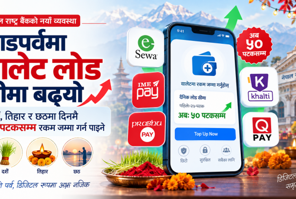 दशैं–तिहार र छठमा वालेट लोड गर्ने सीमा पाँच गुणा बढ्यो