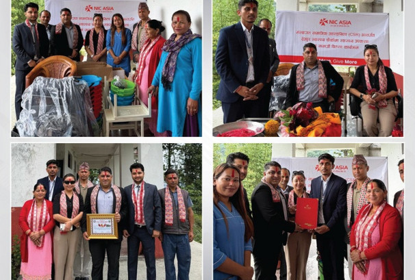 एनआईसी एशिया बैंकद्वारा स्वास्थ्य चौकीलाई स्वास्थ्य उपकरण तथा अन्य सामग्रीहरु सहयोग