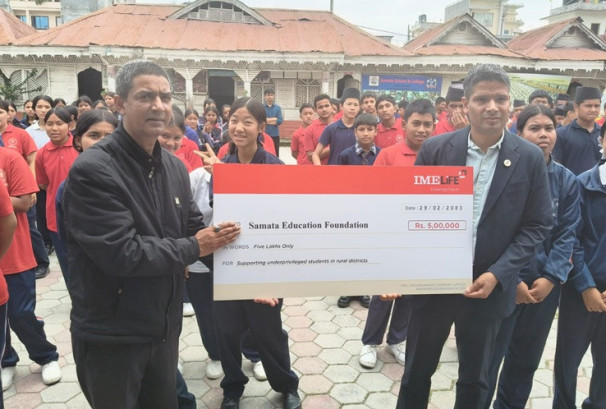 आईएमई लाइफ इन्स्योरेन्सद्वारा समता एजुकेशन फाउन्डेसनलाई  रु. ५ लाख सहयोग