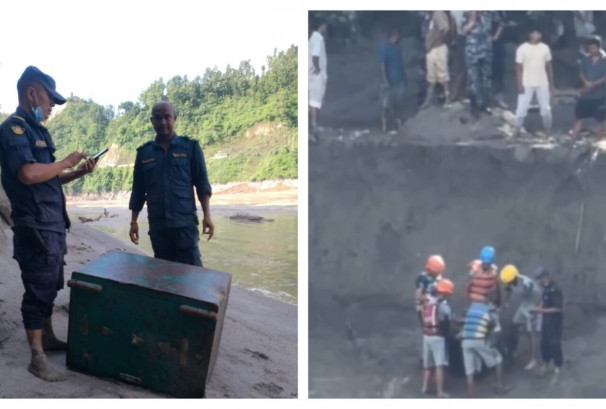 बाढीले बगाएको बैंकको अर्को भल्ट मलेखुमा फेला, प्रशासनको जिम्मा लगाइयो