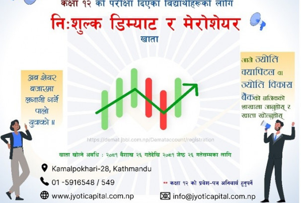 कक्षा १२ को परीक्षा दिएका विद्यार्थीका लागि निःशुल्क डिम्याट र मेरो सेयर खाता योजना