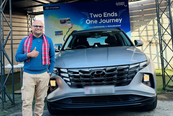हुन्डाई टक्सनमा काठमाण्डौदेखि कन्याकुमारीसम्म १३ दिने रोड ट्रिप हुने