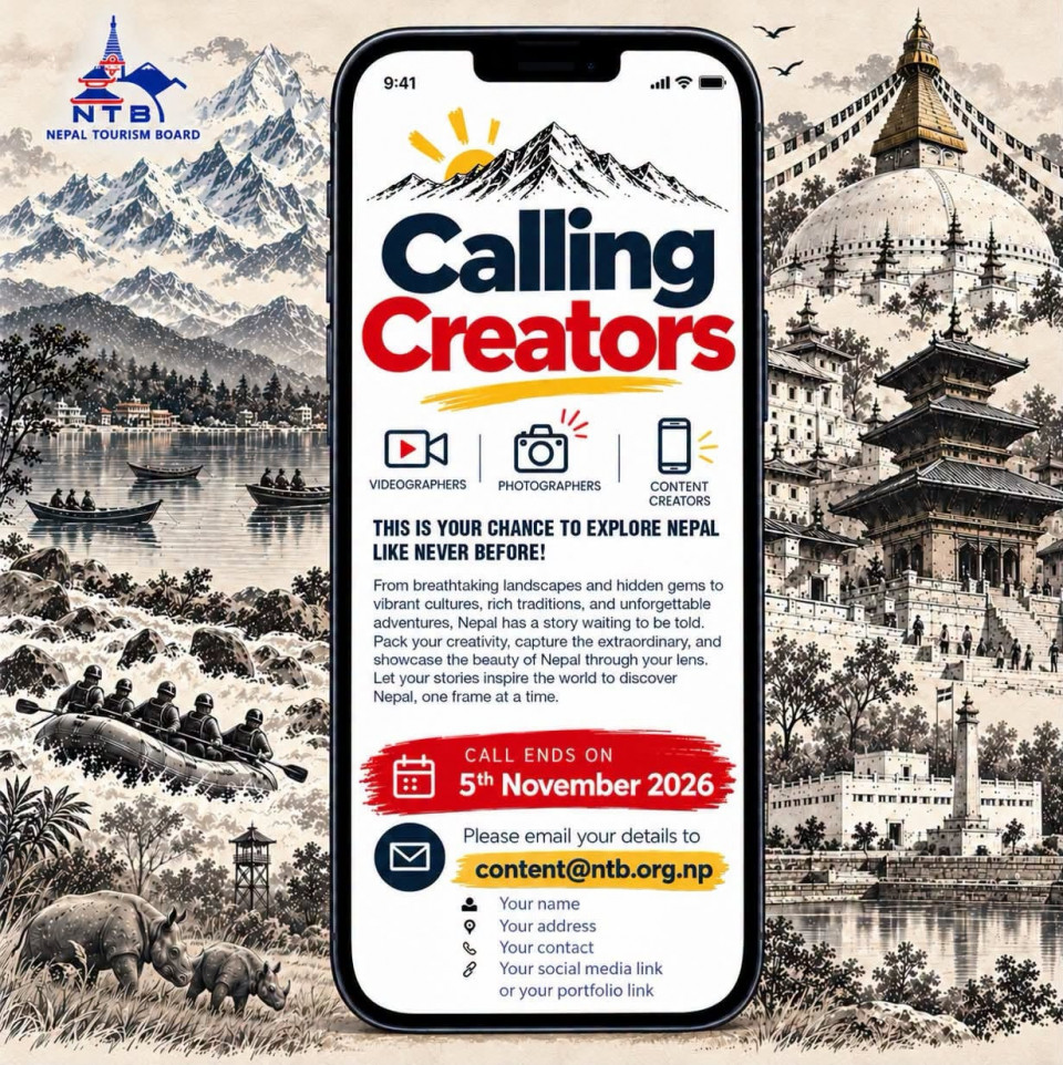नेपालको पर्यटन प्रवर्द्धन गर्न कन्टेन्ट क्रियटर खोज्दै पर्यटन बोर्ड