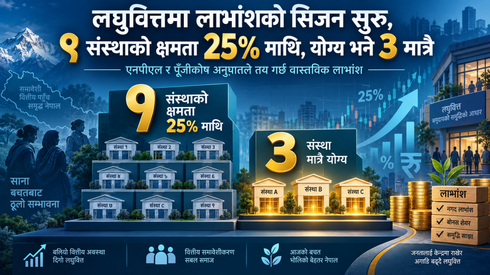 लघुवित्तमा लाभांशको सिजन सुरु, ९ संस्थाको क्षमता २५% माथि, योग्य भने ३ मात्रै