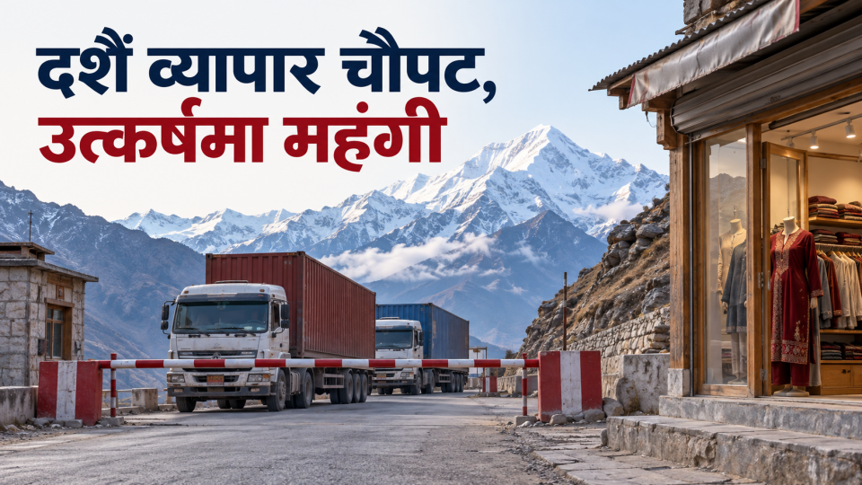 उत्तरी नाका ठप्प हुँदा दशैं बजार प्रभावित: सामान बाटोमै अड्किए, महङ्गी उत्कर्षमा