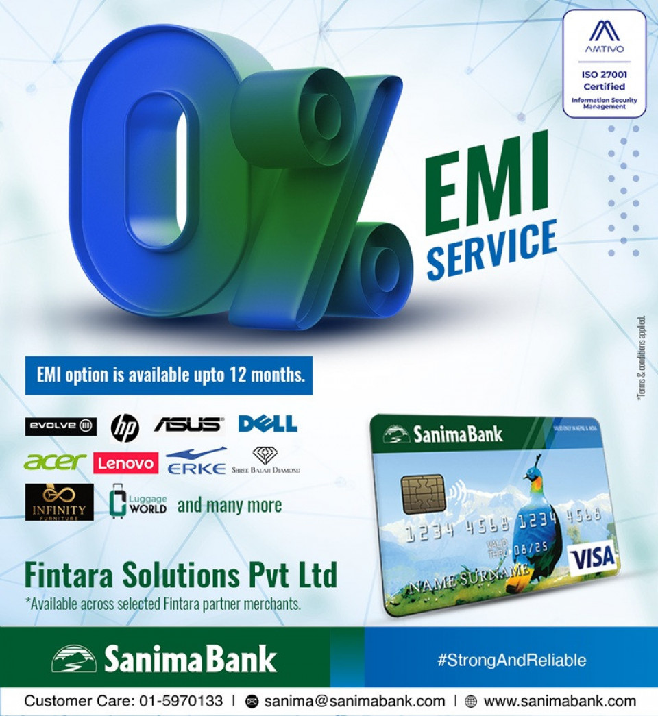 सानिमा बैंक र फिनतारा सोलुसन्सको सहकार्यमा शुन्य प्रतिशत ईएमआई सुविधाको सुरुवात