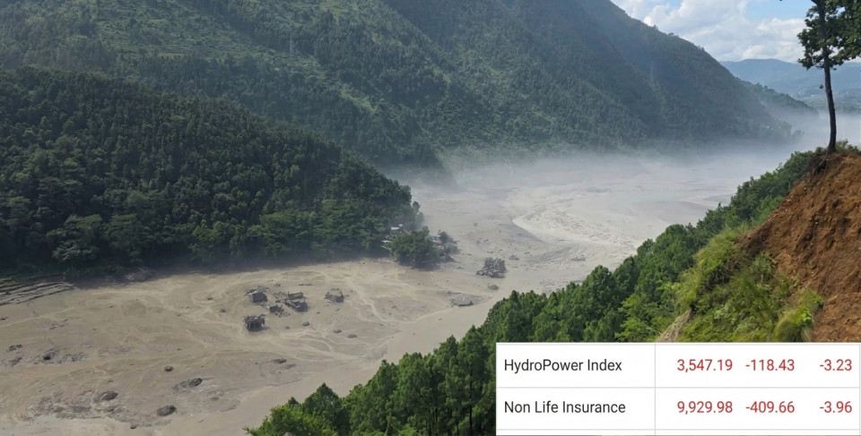 रसुवागढी बाढीको असर नेप्सेमा, हाइड्रो र निर्जीवन बीमा समूहमा पहिरो