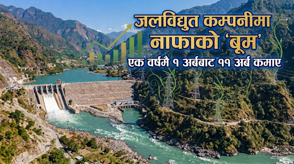 हाइड्रो कम्पनीको नाफामा ठूलो ‘टर्नअराउन्ड’, कमाए ११ अर्ब ५८ करोड