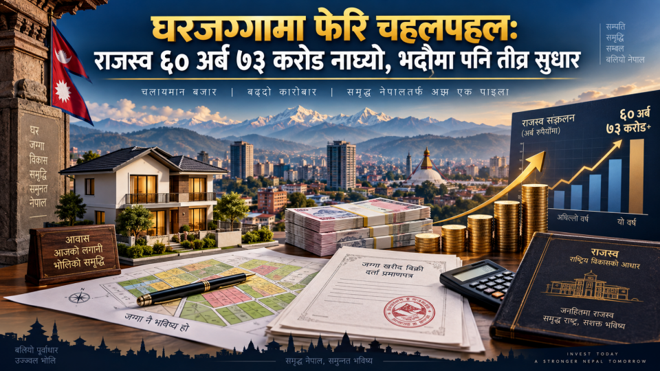 घरजग्गा कारोबार फर्कियो लयमा, एक वर्षमै राजस्व संकलन ८ अर्बभन्दा बढी वृद्धि