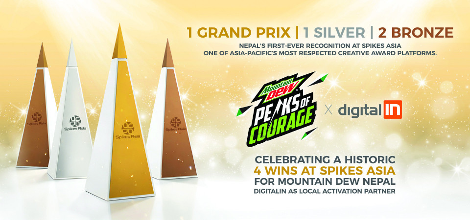 माउन्टेन ड्युलाई ‘पिक्स अफ करेज’ अभियान अन्तर्गत स्पाइक्स एसियामा ४ अवार्ड