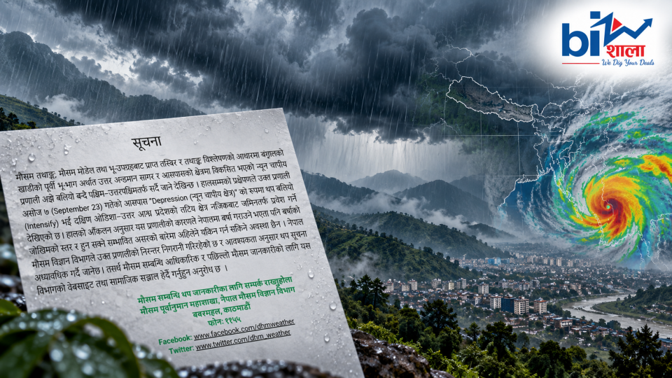 असोज ८–१२ को मौसमबारे बल्ल बोल्यो विभाग, वर्षाको जोखिम अहिले नै यकिन गर्न नसकिने