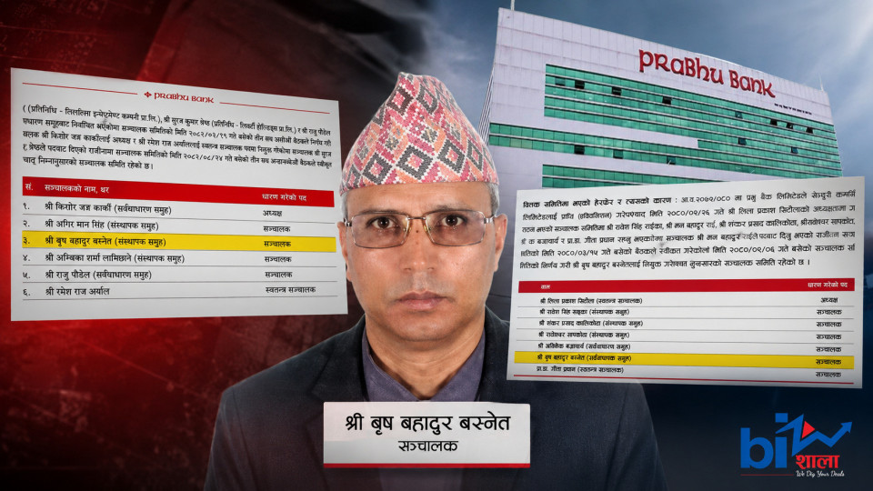 प्रभु बैंकमा रमिता : सर्वसाधारणबाट छिरेका बस्नेत संस्थापक बनेर निरन्तर, राष्ट्र बैंक किन मौन ?