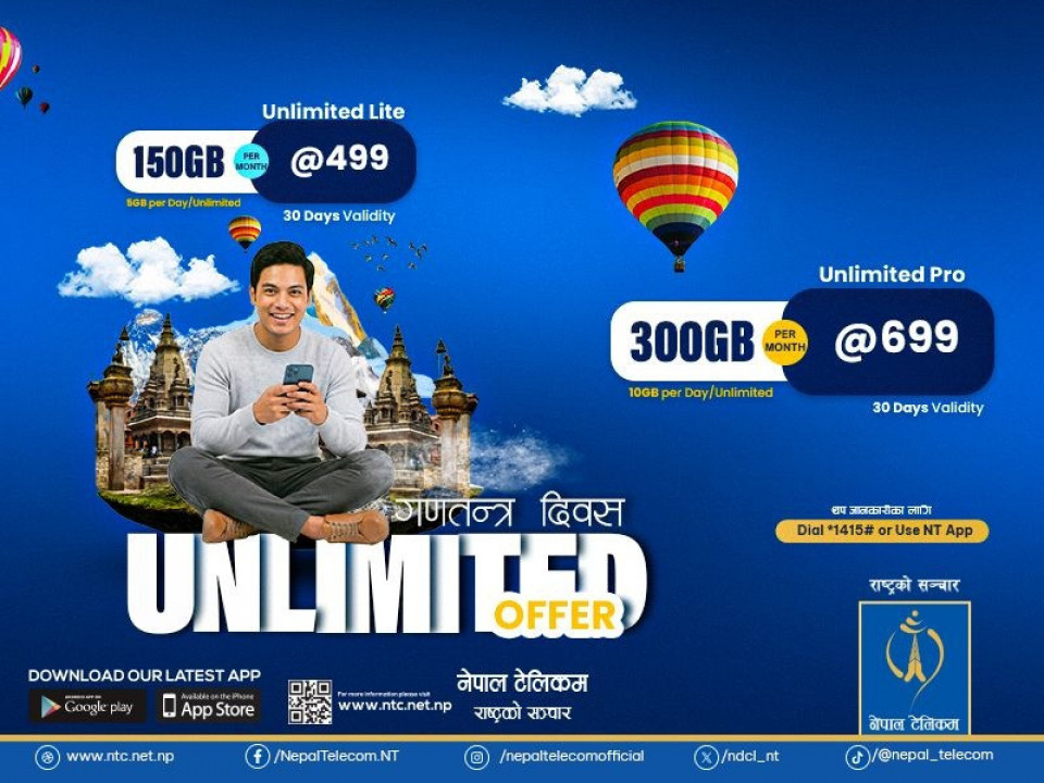 गणतन्त्र दिवसको अवसरमा नेपाल टेलिकमले ल्यायो विशेष अफर योजना, यस्ता छन् सुविधा