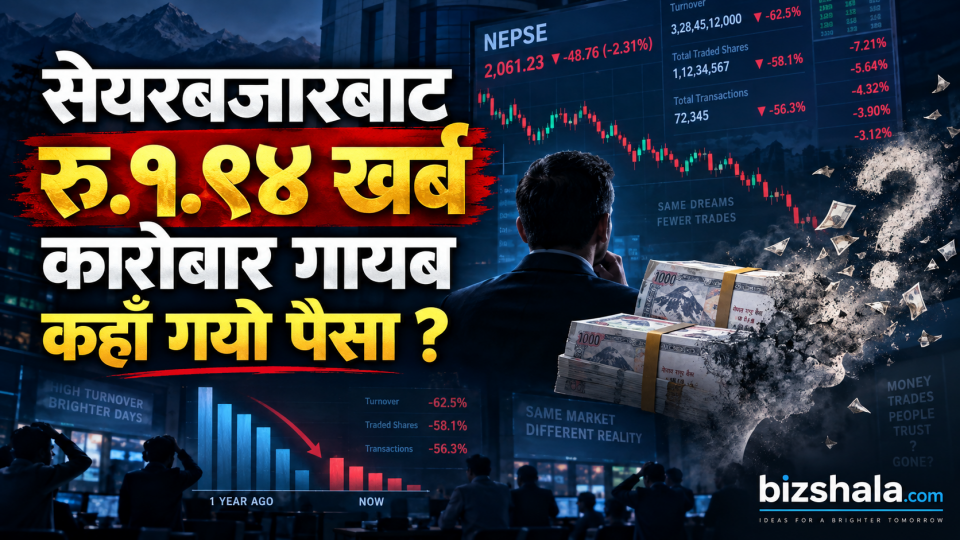 सेयरबजारबाट एक वर्षमै गायब भयो रु.१.९४ खर्बको कारोबार, कहाँ गयो पैसा ?