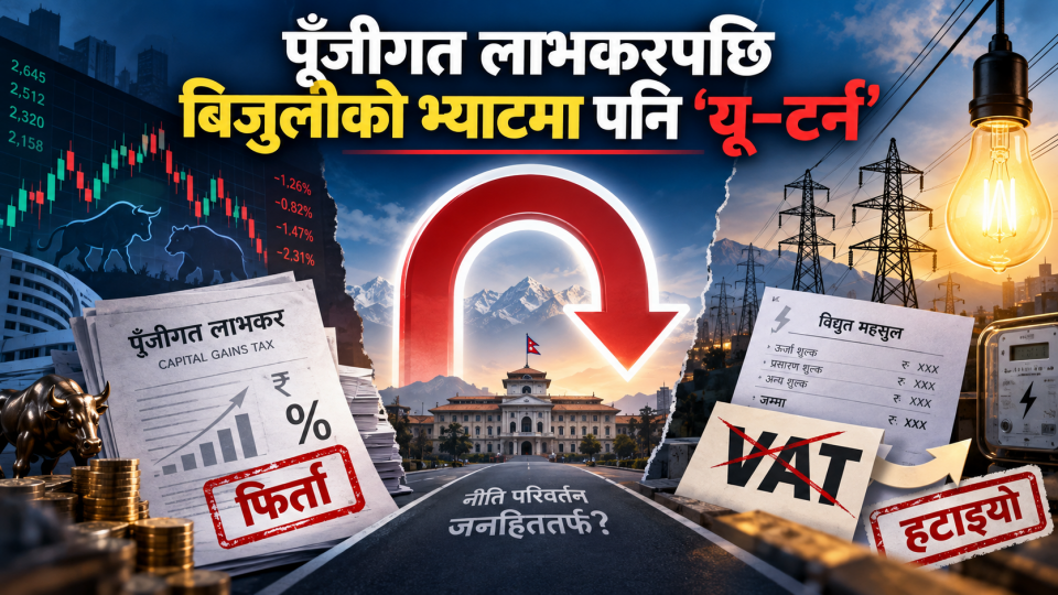 पूँजीगत लाभकरपछि बिजुलीको भ्याटमा पनि ‘यू–टर्न’ ?