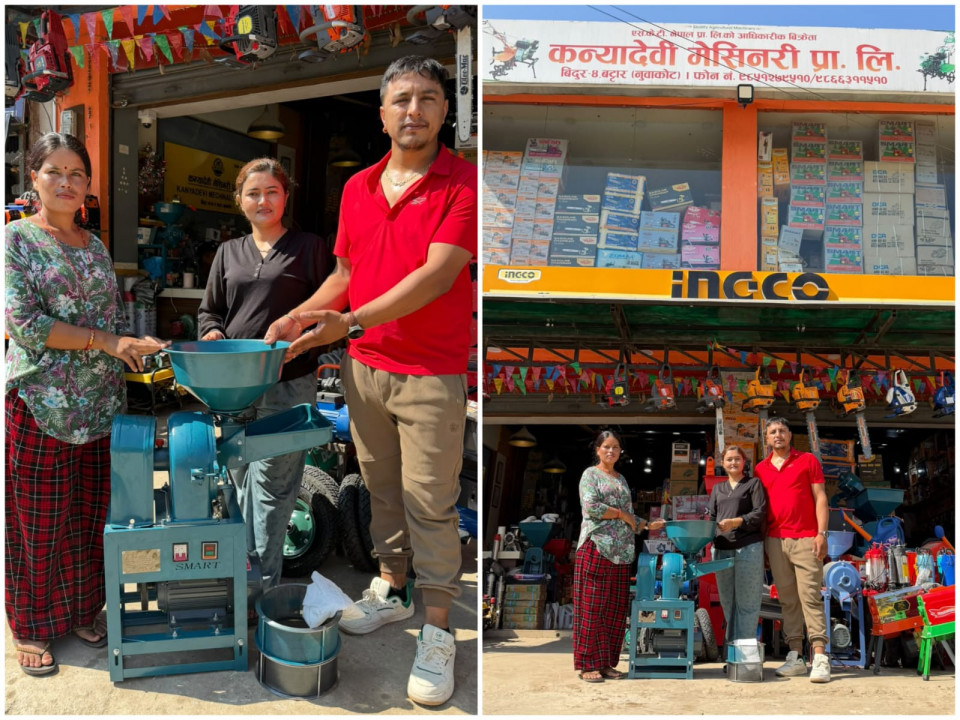 बाढीले बगाएको प्रतिमाको व्यवसाय फेरि उठ्दै, नामिया सदस्य घिमिरेले दिए मसला पिस्ने मेसिन