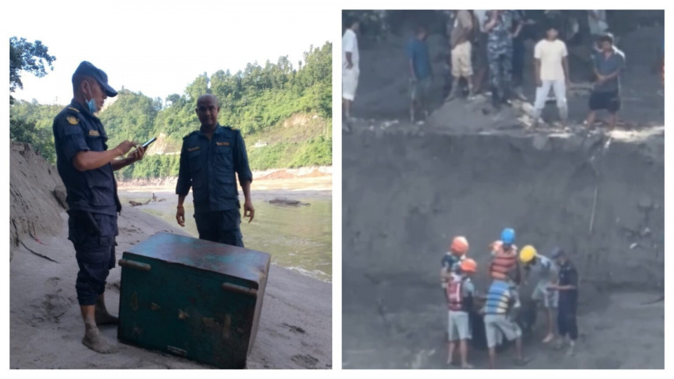 बाढीले बगाएको बैंकको अर्को भल्ट मलेखुमा फेला, प्रशासनको जिम्मा लगाइयो