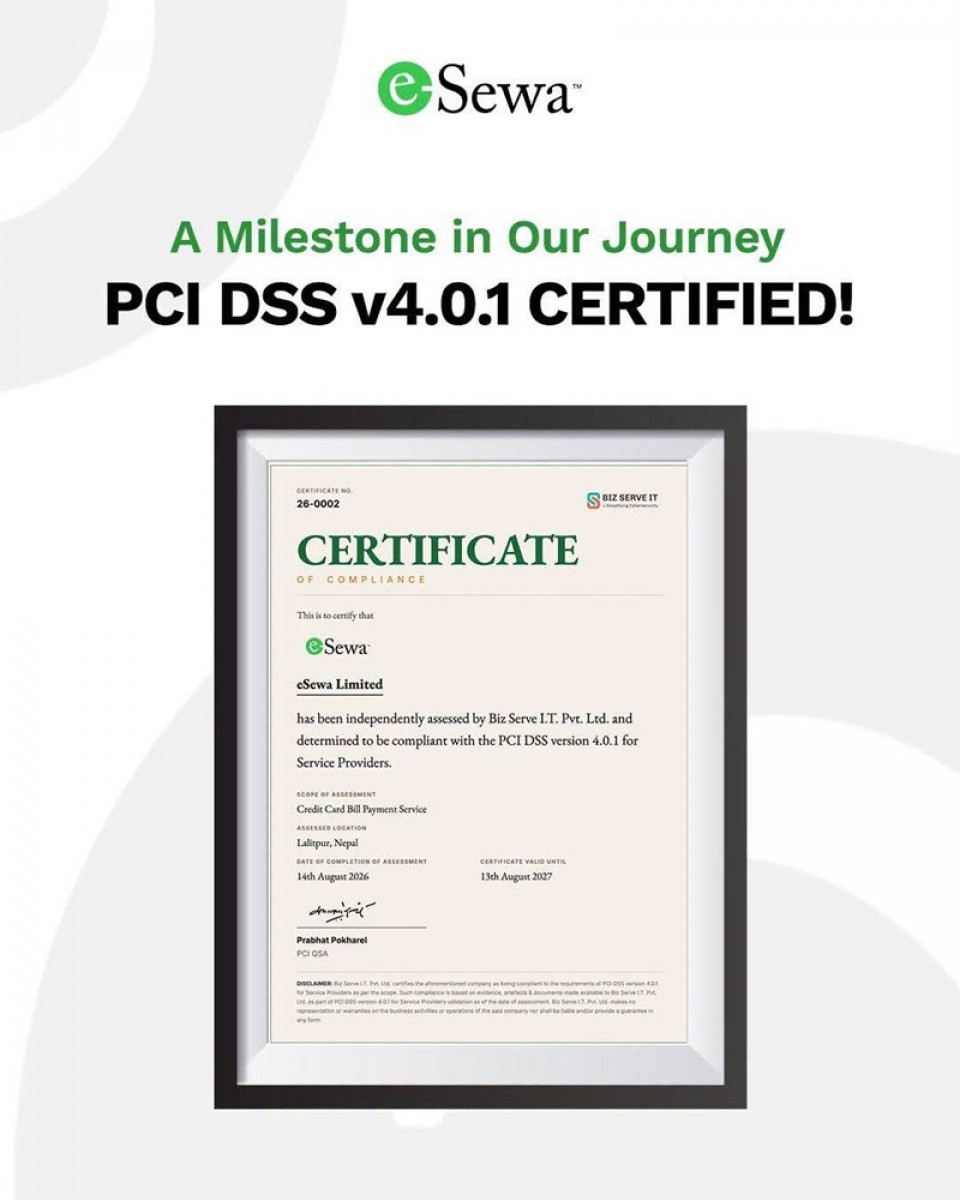 इसेवाले प्राप्त गर्‍यो PCI DSS v4.0.1 सुरक्षा मान्यता