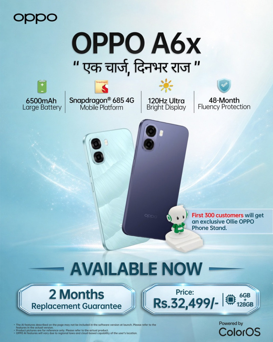 ओप्पो ए६एक्स अब नेपालमा उपलब्ध, मूल्य कति ?