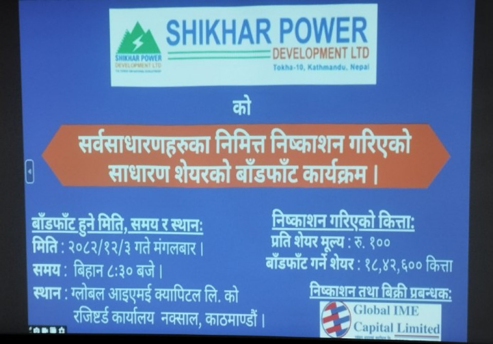 शिखर पावरको आइपीओ बाँडफाँड, पौने २ लाखले पाए १० कित्ता सेयर